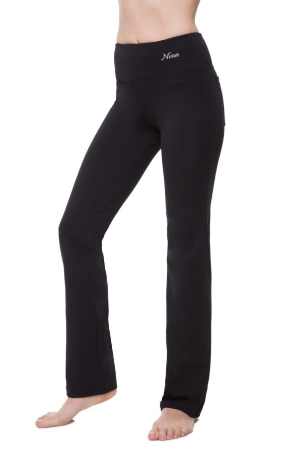 Straight Leg Yoga Pants With Pockets for Women - Black